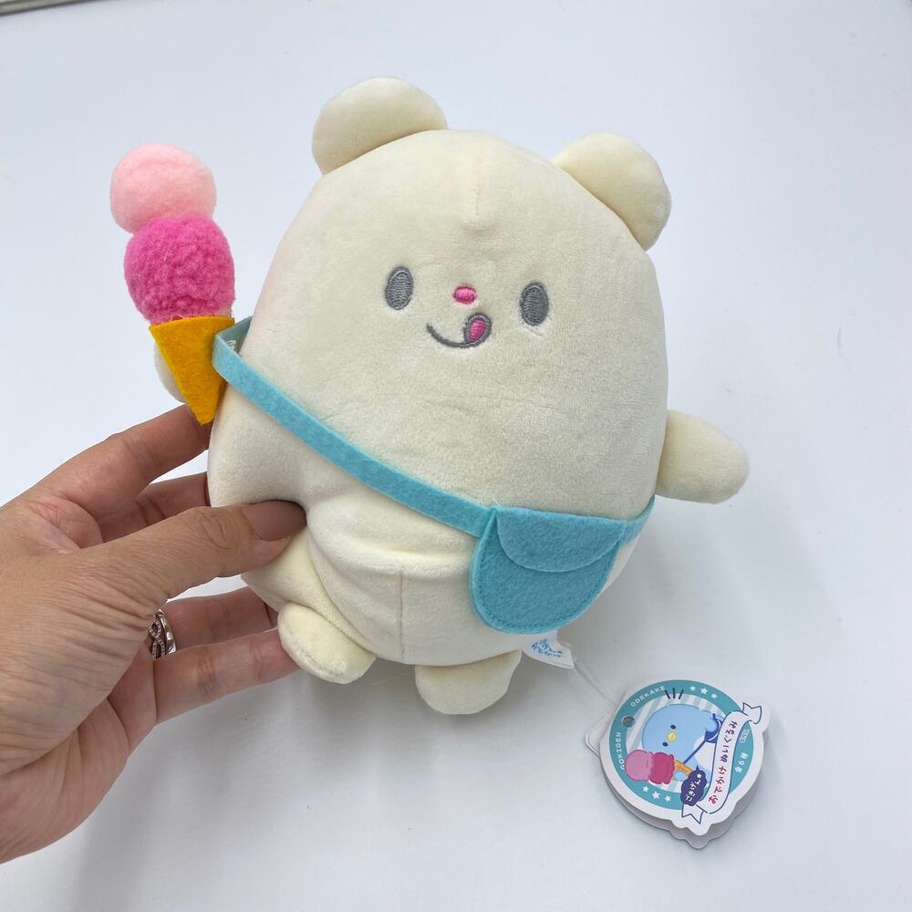 Gokigen Odekake White Polar Bear Ice Cream Plush 7" NWT